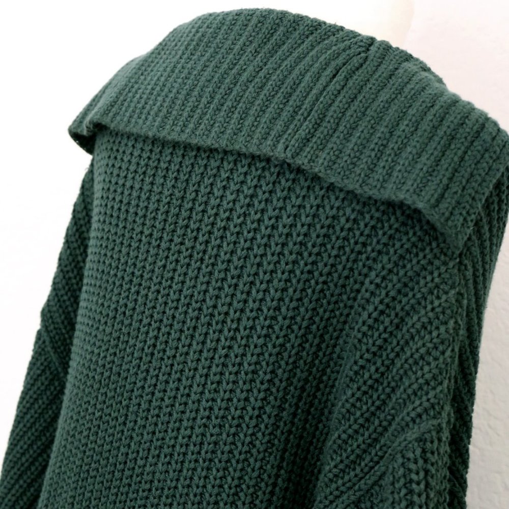 Free People Swim Too Deep Collar Longline Cardi Cardigan Hunter Green $158 XS - Picture 8 of 15